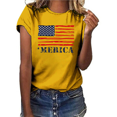 

Starmoon Women Plus Size National Flag Independence Day Print Short Sleeve T-Shirt Tops