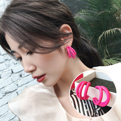 

2019 latest design brand summer hand made candy color earrings generous minimalist wild Korean earrings for women