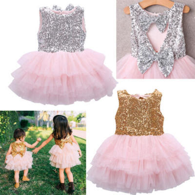 

Kids Baby Girl Sequins Tutu Dress Christmas Party Dresses Wedding Gown Dress AU