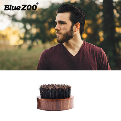 

〖Follure〗New Men Boar Hair Bristle Beard Mustache Brush Hard Oval Wood Handle Circle