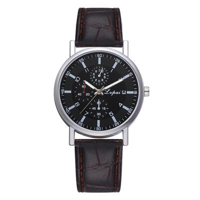 

Fashion Men Wristwatches PU Strap Analog Quartz Watches Casual Decoration