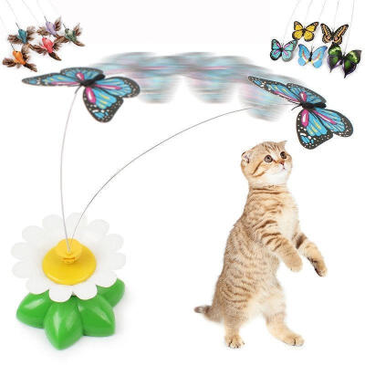 

Funny Electric Rotating Butterfly Bird Rod Wire Cat Teaser Play Toy For Pet Cat Kitten