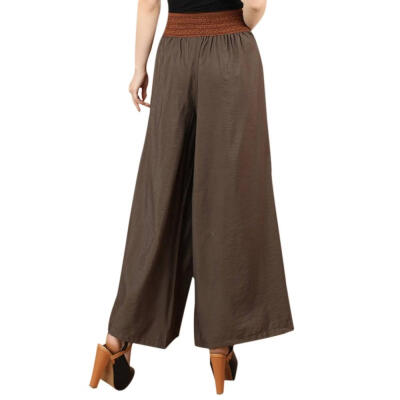 

Women Summer Solid Color Loose Wide Leg Loose Elastic High Waist Tie Straight Casual Nine Pants