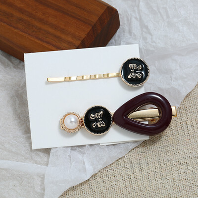 

Pearl Hair Clip Headwear Sweet Candy Color Clip Side Clip Two piece Bow Pearl Alloy Resin Hairpin Headdress Accessories