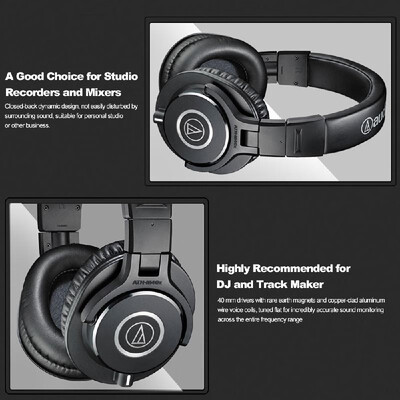 

audio-technica ATH-M40x Professional Monitor Headphones Over-ear Headsets HiFi Foldable Earphones w Detachable Cables