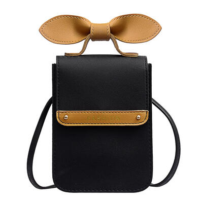 

Bowknot Shoulder Handbags Hit Color Women PU Leather Crossbody Phone Bags