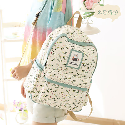 

Canvas shoulder bag girl high school students bag junior high school students Korean version of the tide backpack Sen department s