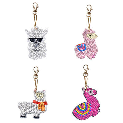 

4pcsSet DIY Diamond Painting Animal Resin Women Bag Keychain Jewelry Gift