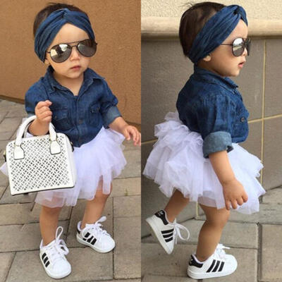 

Summer Kids Baby Girls Lace Shirt TopsTutu Dress Skirt Outfits Clothes 3PCS Set