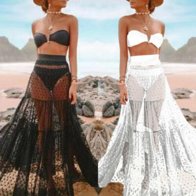 

Women Bikini Cover Up Swimwear Sheer Beach Maxi Wrap Skirt Sarong Pareo Dress