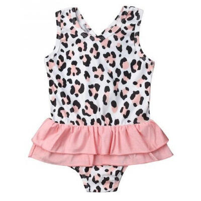 

Toddler Kids Baby Girls Summer Swimwear Leopard Ruffle Sleeveless Swimsuit Bikini