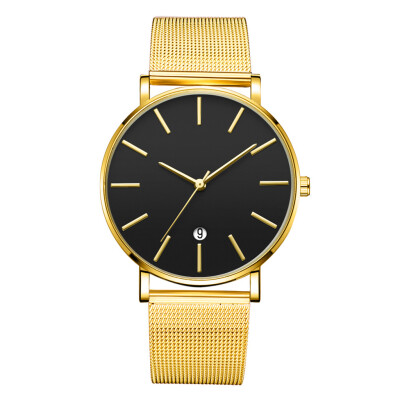 

Gobestart Fashion Simple Simple Casual Calendar Business Net With Strap Mens Watch