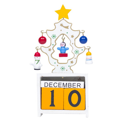 

Gobestart Christmas Mini Wooden Calendar Xmas Ornament Home Decoration Craft Gift