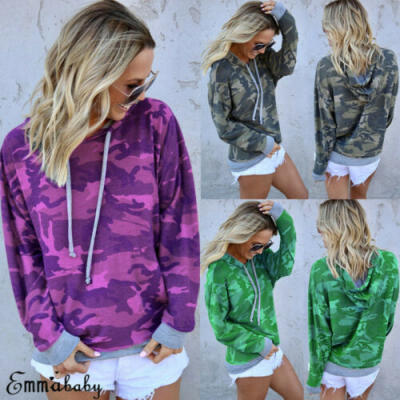 

New Women Long Sleeve Hoodie Sweatshirt Sweater Hooded Jumper Coat Pullover Tops