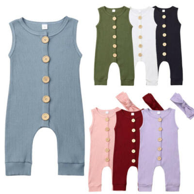 

Newborn Infant Baby Girl Boy Button Clothes Romper Jumpsuit Bodysuit Outfits Set