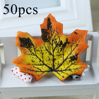 

50Artificial Fall Fake Silk Leaves Lovable Autumn Maple For Wedding Party Decor