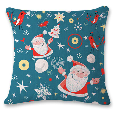 

Siaonvr Christmas Linen Square Throw Flax Pillow Decorative Cushion Pillow Cover A
