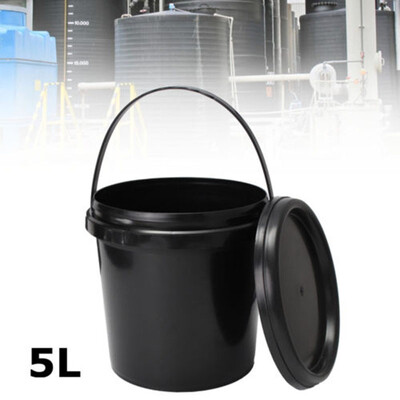 

Plastic 5L Litre Pail Food Fertilizer Black Storage Bucket With Handle & Lid