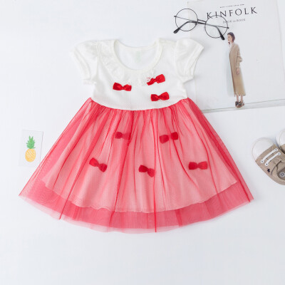 

Baby Kids Girls Toddler Ruched Patchwork Tulle Dress Party Princess Dresses