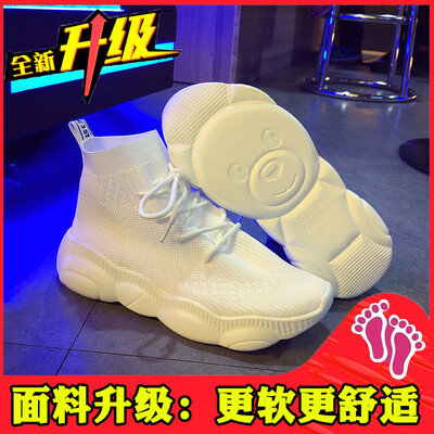 

Socks shoes women 2019 spring new red bear dad shoes women Korean version of Joker hip hop high-top sneakers tide