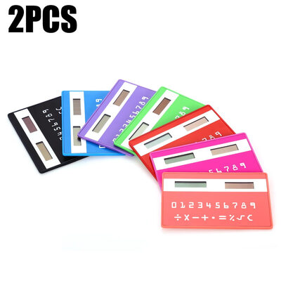 

2PCS Mini Slim Credit Card Pattern Solar Power Pocket Calculator