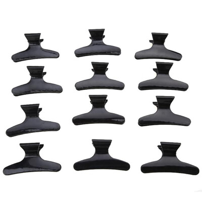 

12pcs Salon Hairdressing Clips Black Butterfly Hair Styling Section Clamp