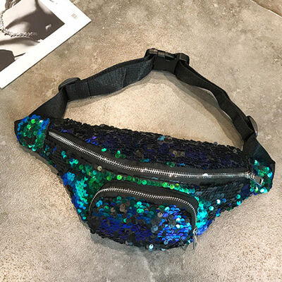 

2018 New Style Fashion Waist Fanny Pack Belt Bag Pouch Travel Sport Hip Zipper Sequined Mens Womens Unisex