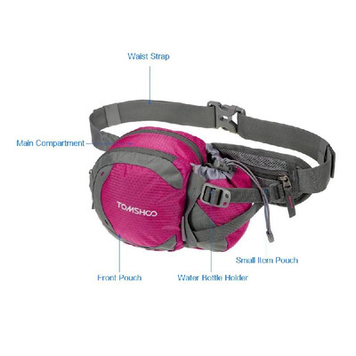 

TOMSHOO Water-resistant Outdoor Waist Bag Sports Waist Pack with Water Bottle Not Included Holder for Hiking Running Cycling Cam