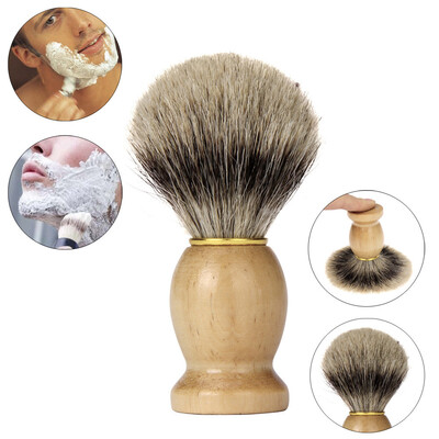 

Gobestart ZY New Men Wood Handle Shaving Brush Badger Hair For Men Father Barber Tool