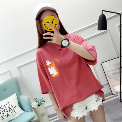

Harajuku Summer Womens T Shirts Cartoon Printed Short-Sleeved T-shirt Women Korean O Neck Casual Loose Tops