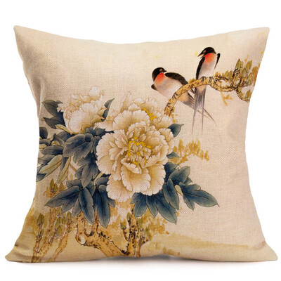 

〖Follure〗Peony Sofa Bed Home Decoration Festival Pillow Case Cushion Cover