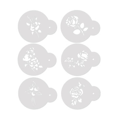 

6pcsSet DIY Rose Flower Coffee Stencils Cake Baking Painting Template Tool