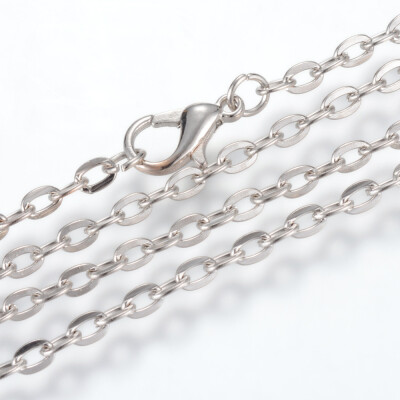 

Iron Cable Chains Necklace Makings with Lobster Clasps Unwelded Platinum 275"70cm