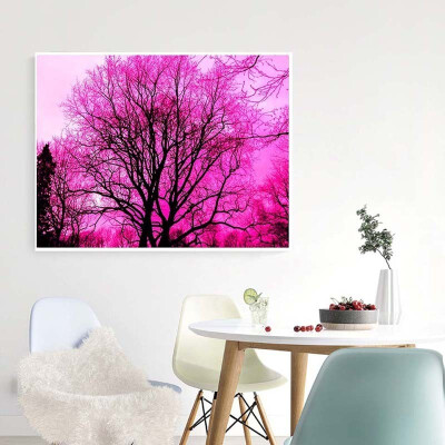 

Full Square Diamond Painting Pink Tree Landscape Cross Stitch Diamond Embroidery Scenery Picture Of Rhinestones Home Decor