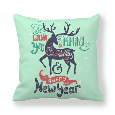 

New Christmas English Printing Pillow Case Glitter Sofa Throw Cushion Cover