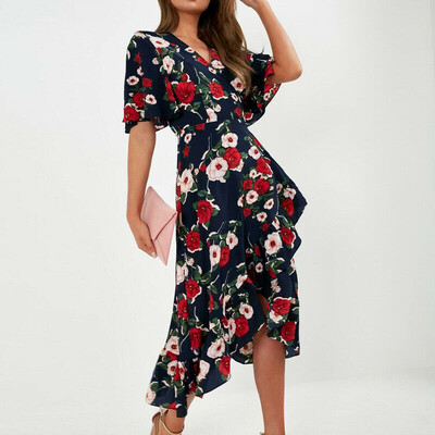 

Women Boho Floral Long Maxi Dress Cocktail Party Evening Summer Beach Sundress