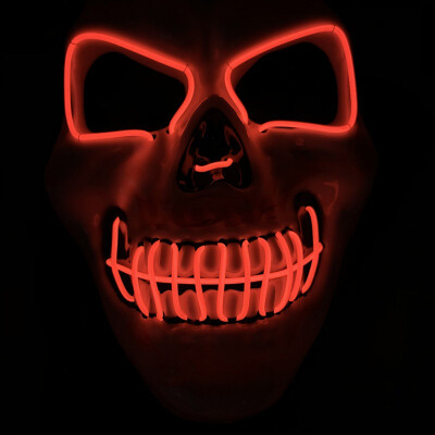 

New Hot Scary Skull Halloween ELWire Light Up Glowing Party Mask LED Cosplay Costume Mask skull light up festival party Supplies