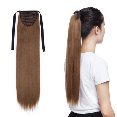 

One Piece Tie Up Ponytail Clip in Hair Extensions Hairpiece Binding Pony Tail Extension for Girl Lady Woman