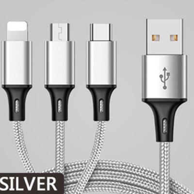 

Multifunctional Data Cable Weaving Type One Drag Three Android Micro USB 8P Type-C 28A Fast Charging Cable-125m