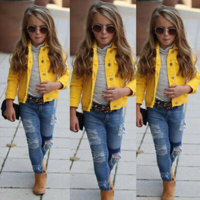 

New Toddler Kids Baby Girls Boys Denim Jacket Long Sleeve Jeans Coat Outerwear