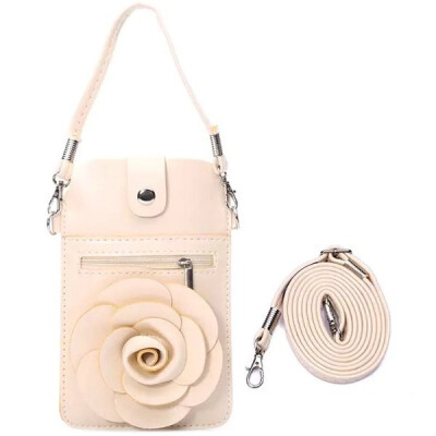 

Practical 63 inches PU Leather Material Rose Design Lanyard Phone Bag Cover Case with View Window&Card Holder