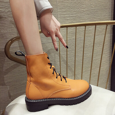 

European&American handsome martin boots female English style new autumn personality Joker street style short boots
