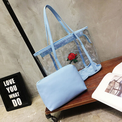 

Tailored Women Transparent Jelly Bag Tote Bag Summer Rose Bag Shoulder Bag Handbag