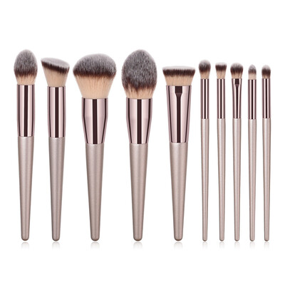 

Gobestart 10PCS Wooden Foundation Cosmetic Eyebrow Eyeshadow Brush Makeup Brush Sets Tools