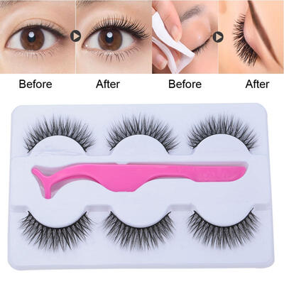 

Greensen 3 Pairs False Eyelashes Natural Long Volume Synthetic Fiber Eye Lashes Grafted Eyelash