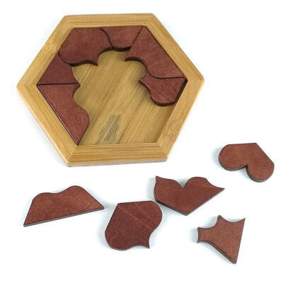 

New Kids Developmental Puzzles Wooden Toy TangramJigsaw Board Geometric Shape