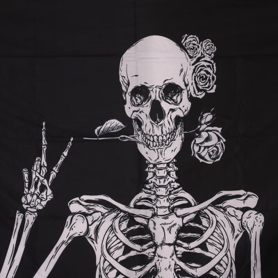 

1PC Funny Skull Skeleton Roll Skull Tapestries Wall Hanging Tapestry for Room Halloween Decoration Wall Art Black&White