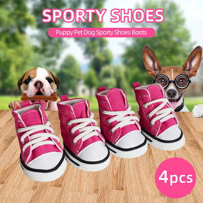 

4pcs Dog Shoes Boots Dog Canvas Shoes Puppy Pet Dog Sporty Shoes Pet Shoes Anti-Skid
