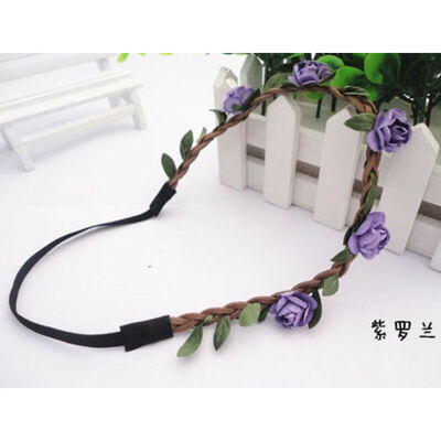 

Boho Fabric Festival Wedding Party Garland Forehead Hair Women Flower Head Band
