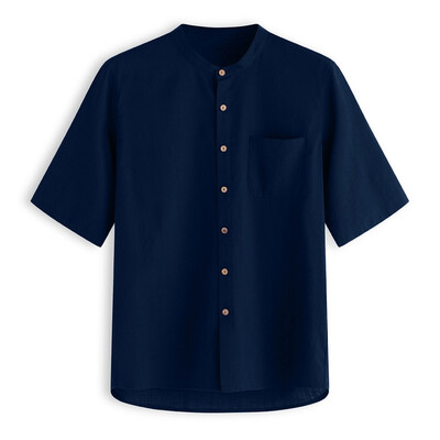 

Toponeto Mens Baggy Solid Cotton Linen Short Sleeve Button Pocket T Shirts Tops Blouse